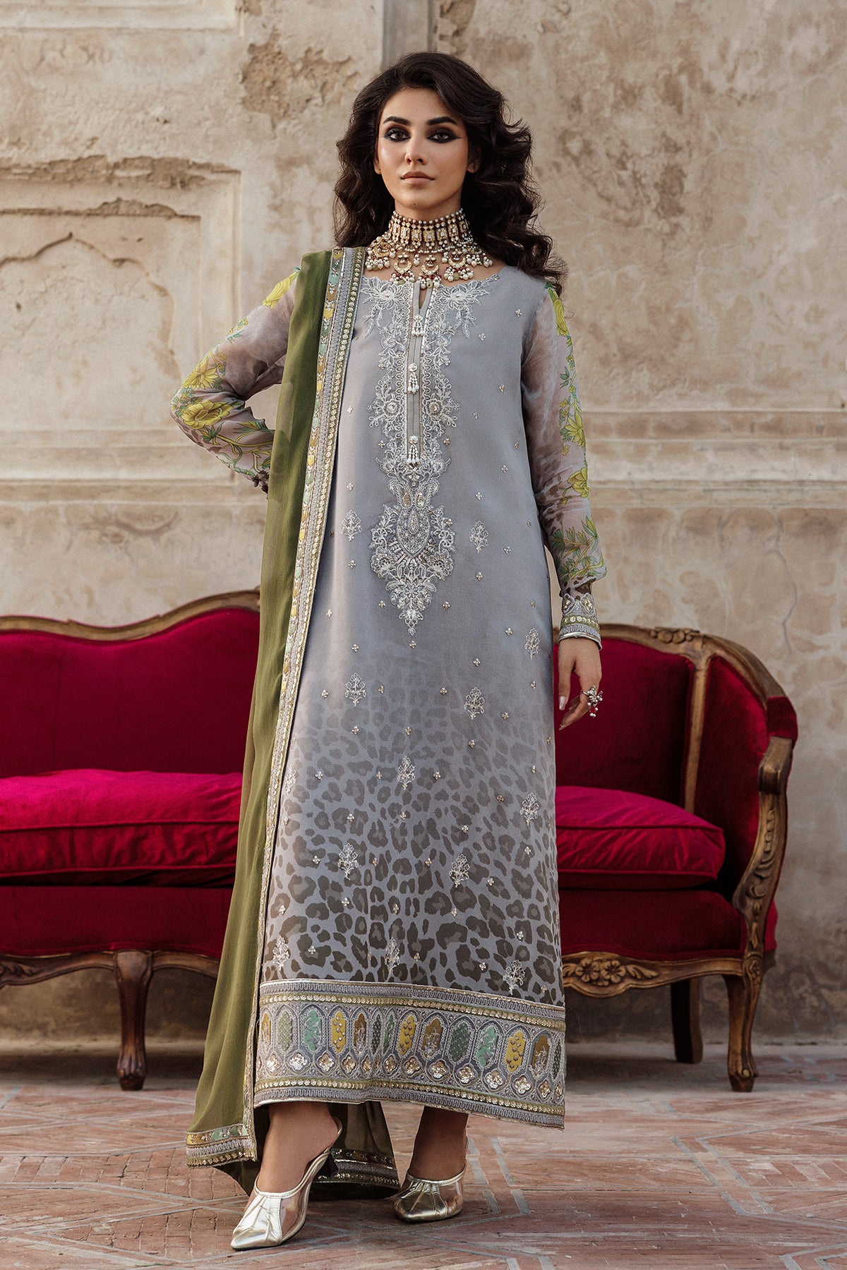 3-PC Stitched Embroidered Printed Chiffon Collection VSL6-12