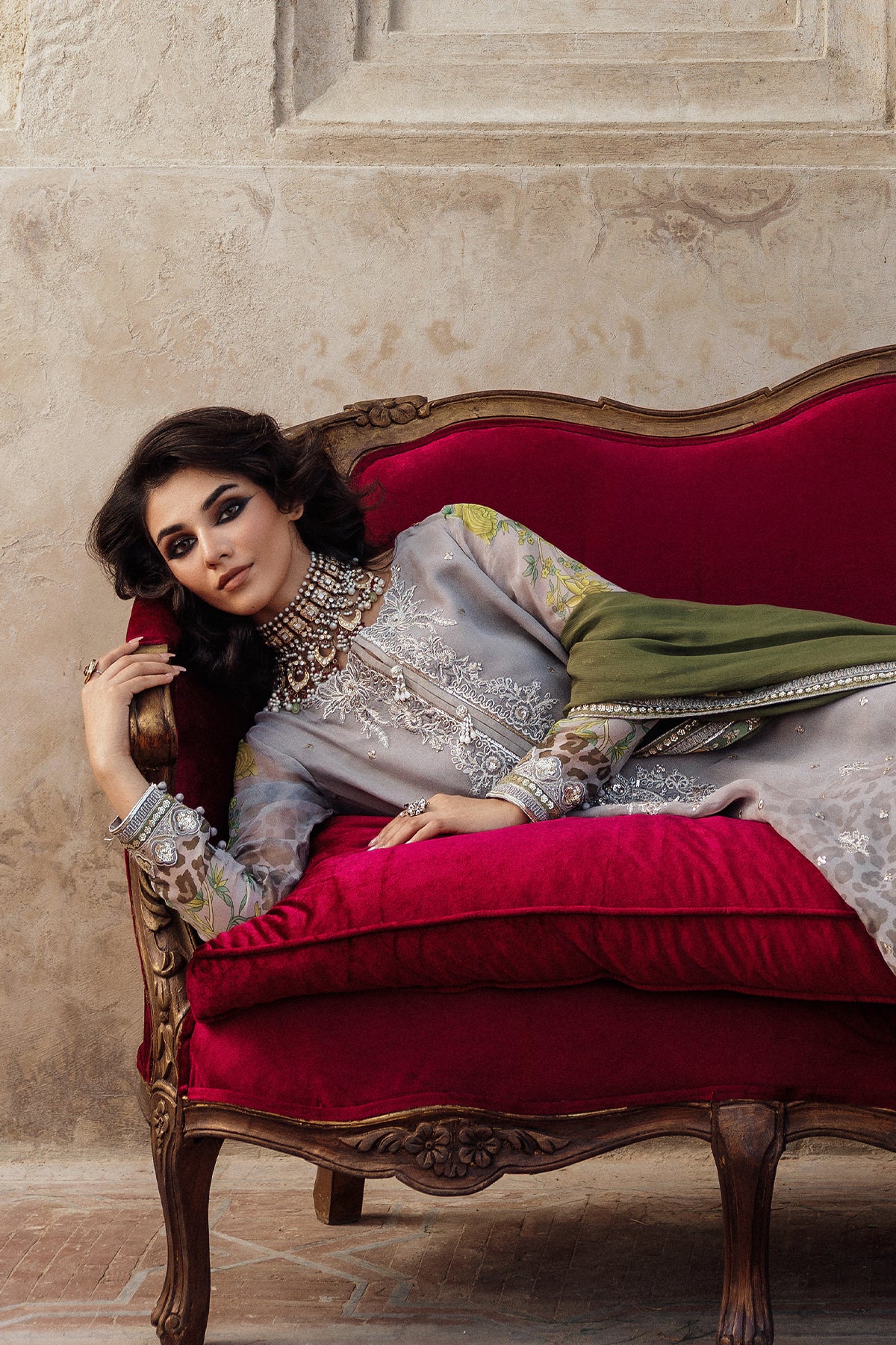 3-PC Stitched Embroidered Printed Chiffon Collection VSL6-12 - Image 6