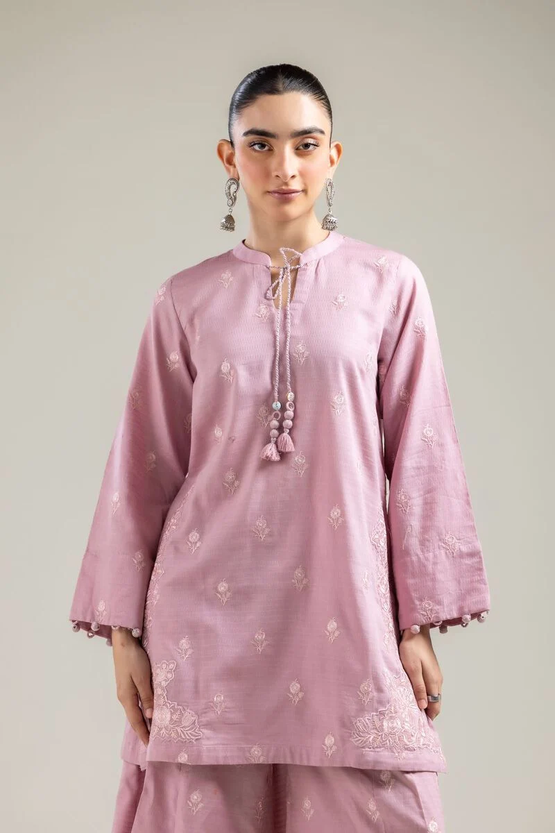 Cotton Dobby Pink Cotton Kurta - Image 3