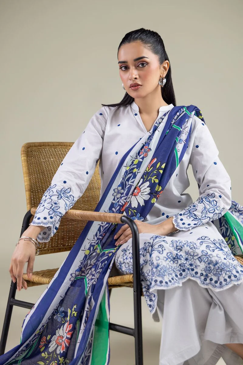 Cambric Floral V-Neck Kurta