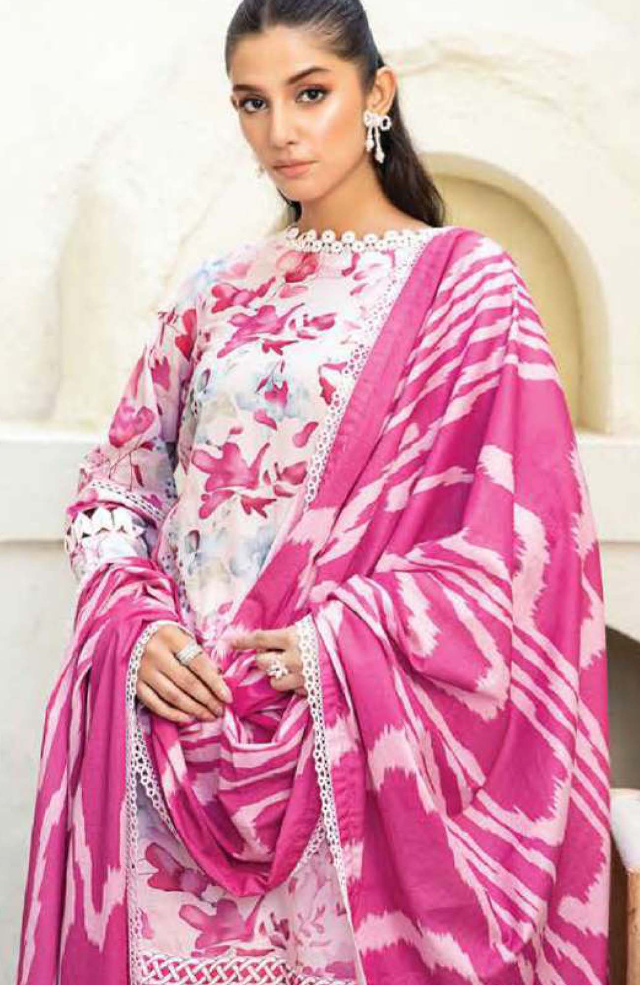 M Basic Elaheh By Maria B Unstitched Lawn Printed 3 Piece Suit - MBSCELPL011 - Image 2