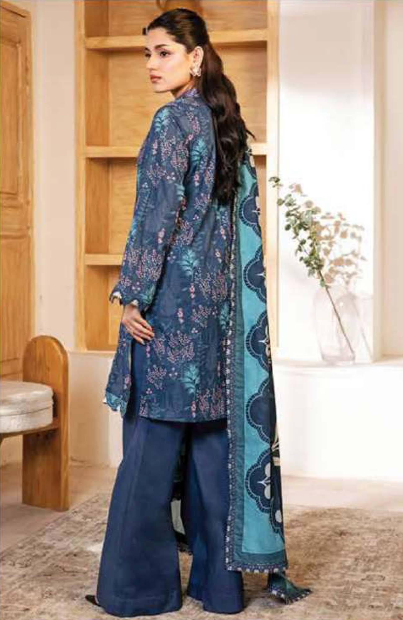 M Basic Elaheh By Maria B Unstitched Lawn Printed 3 Piece Suit - MBSCELPL012 - Image 2