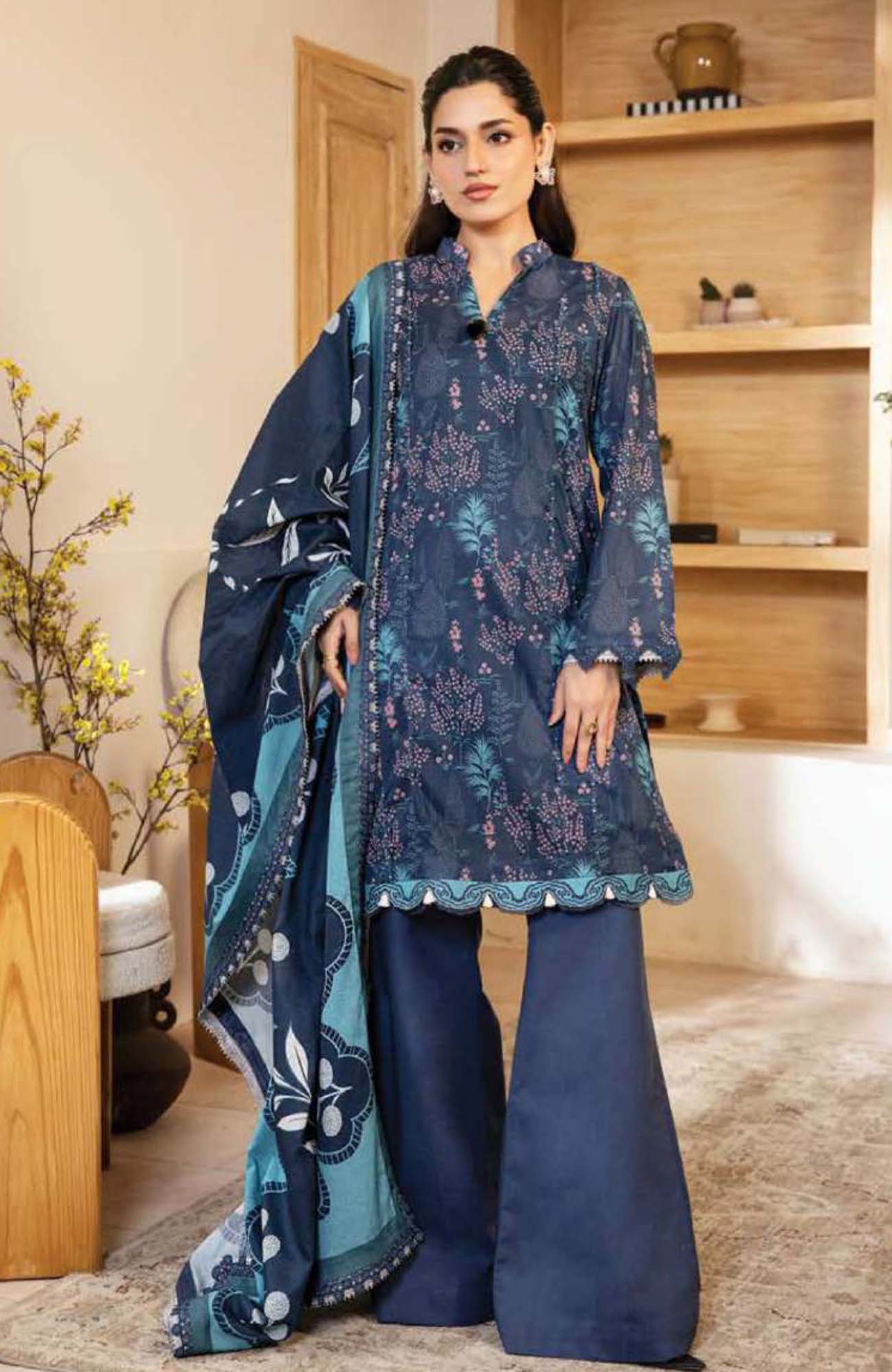 M Basic Elaheh By Maria B Unstitched Lawn Printed 3 Piece Suit - MBSCELPL012