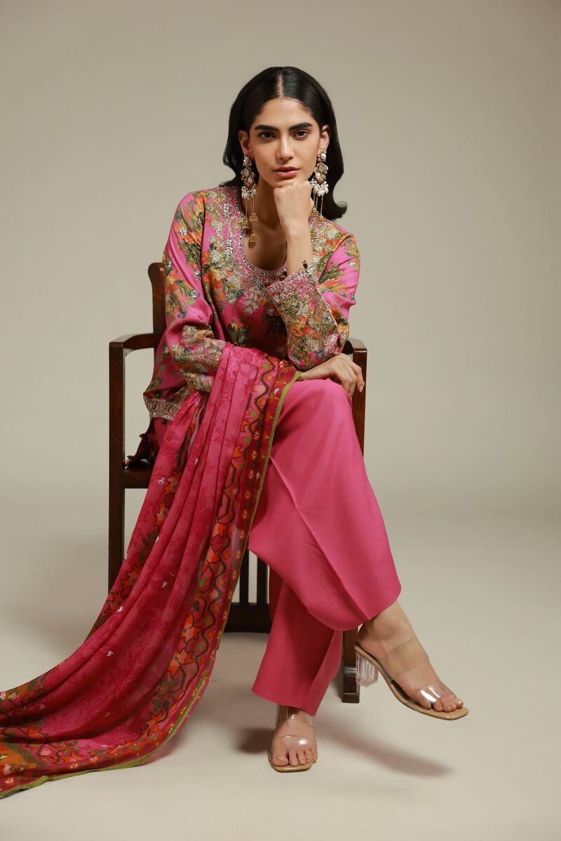 3 Piece Co-ord Set - Floral Kameez