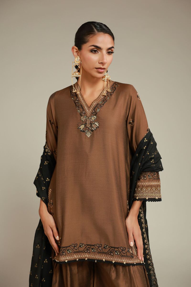 3 Piece Co-ord Set - Embroidered Raw Silk - Image 2