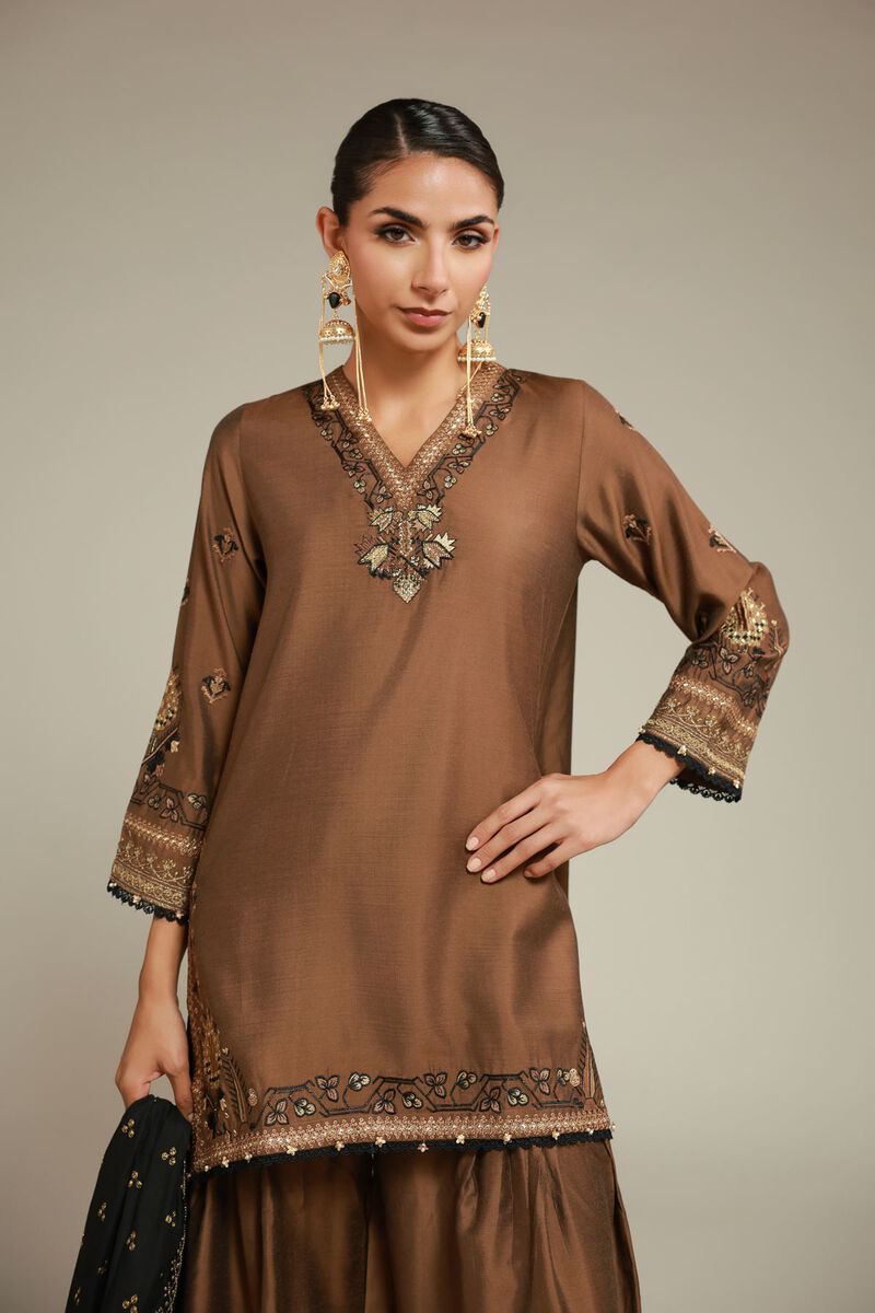 3 Piece Co-ord Set - Embroidered Raw Silk - Image 3