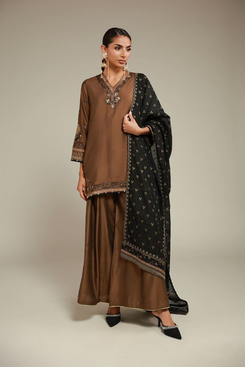 3 Piece Co-ord Set - Embroidered Raw Silk - Image 4