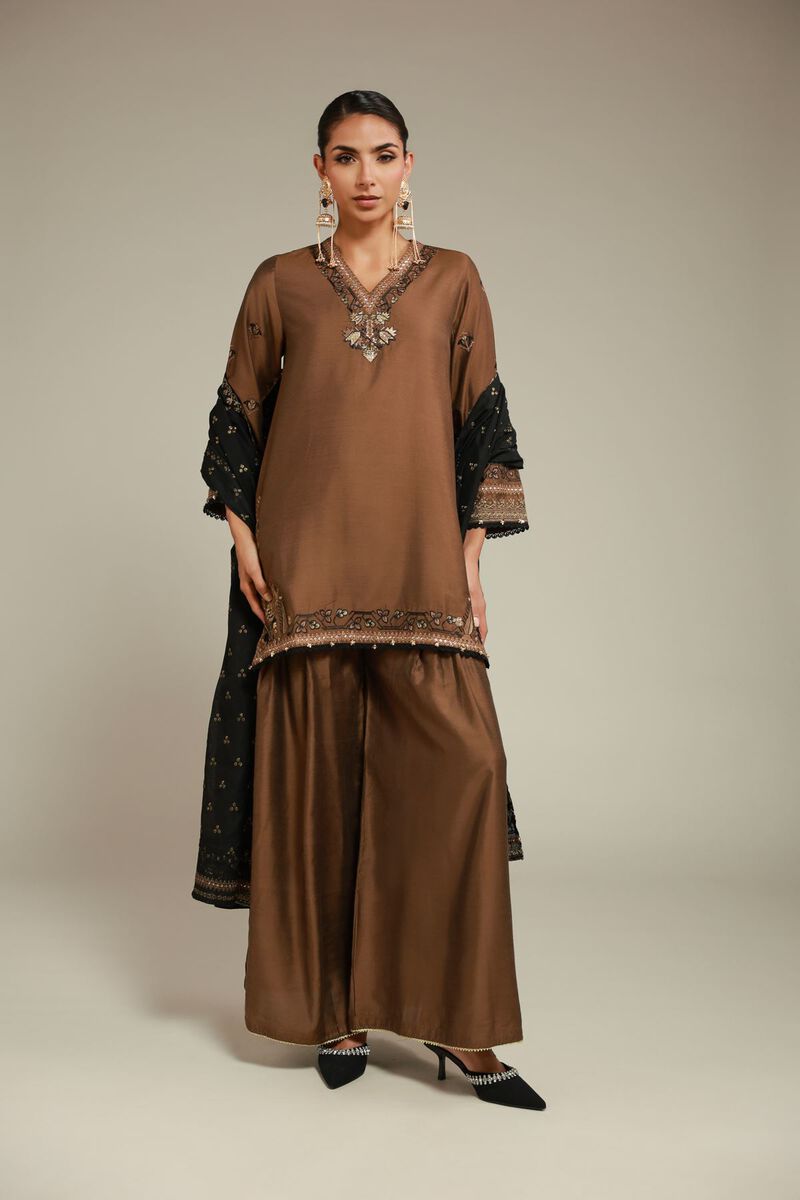 3 Piece Co-ord Set - Embroidered Raw Silk - Image 9