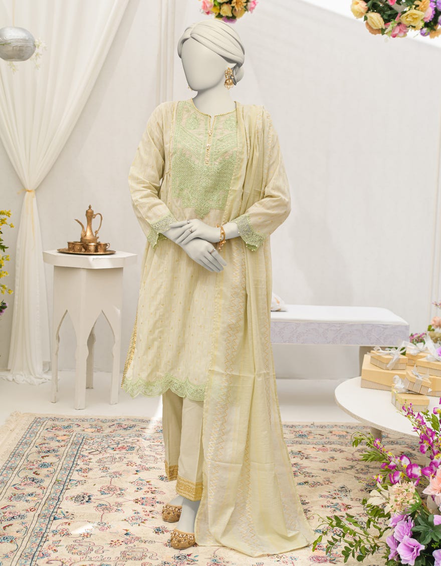 PISTA DOBBY EMBROIDERED 3PC STITCHED