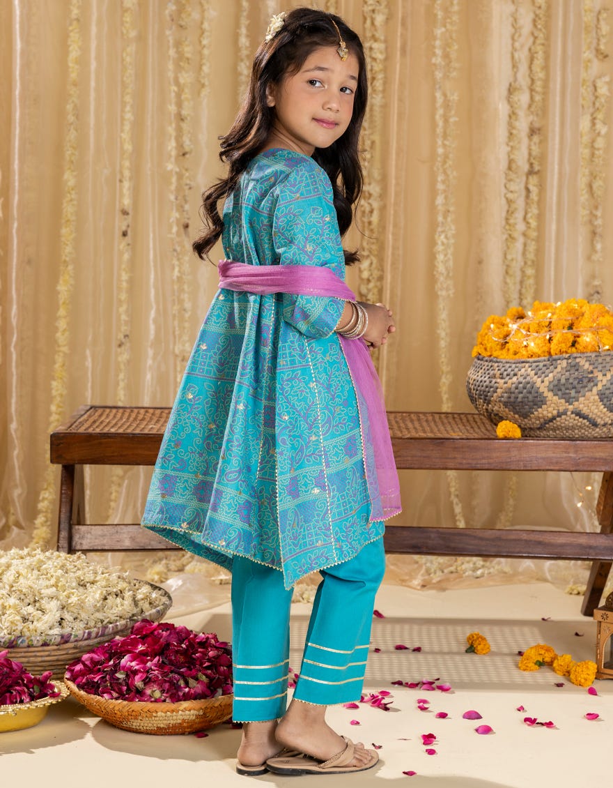 BLUE LAWN PRINTED 3PC - Image 3