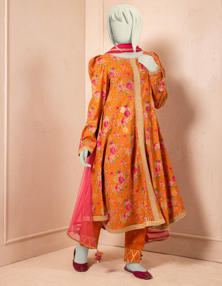 ORANGE TEXTURED 3PC STITCHED