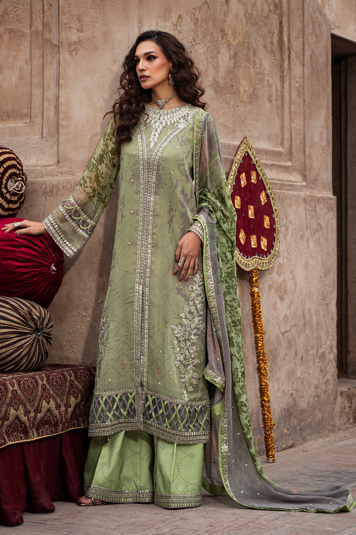 3-PC Stitched Embroidered Printed Chiffon Collection VSL6-06