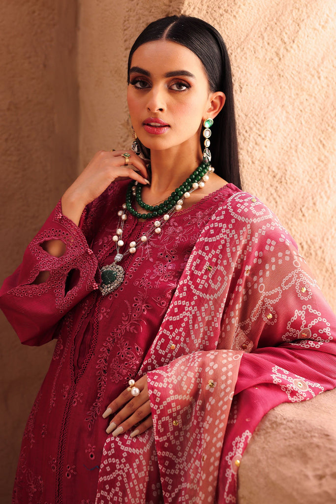 Nureh Bazaar Chikankari Maroon 3-Piece Unstitched NE-158