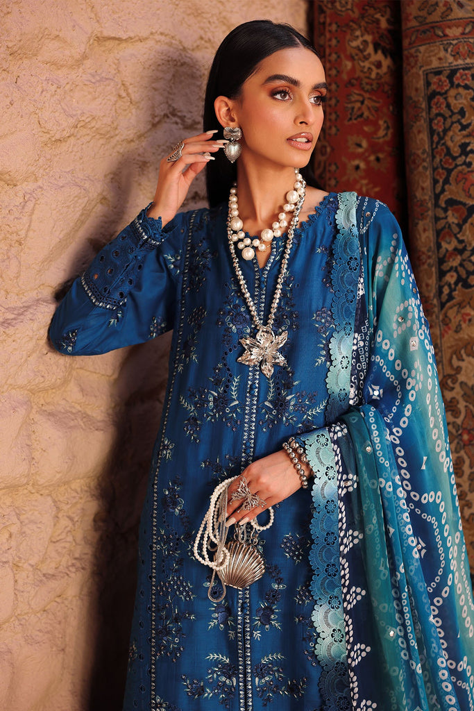 Nureh Bazaar Chikankari Lawn 3-Piece Unstitched NE-160 Blue