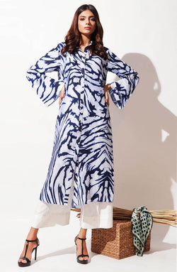 Natasha Kamal Miya Blue Marble Print Tunic