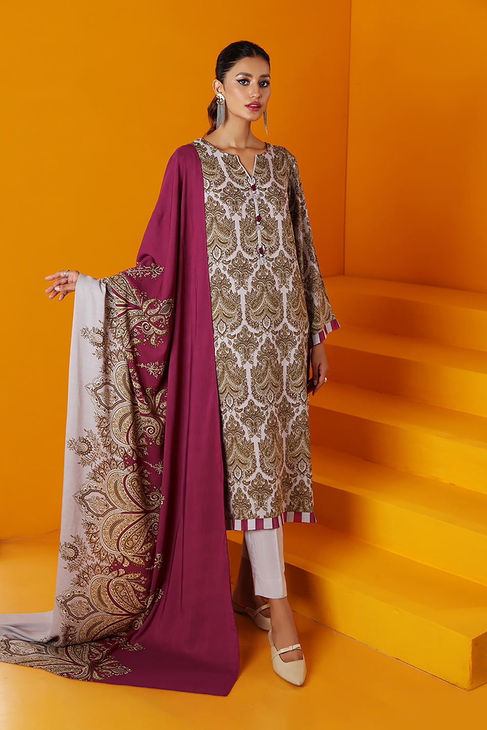 Nishat Linen Unstitched Printed Suit 42206125 - Kashmiri Motifs