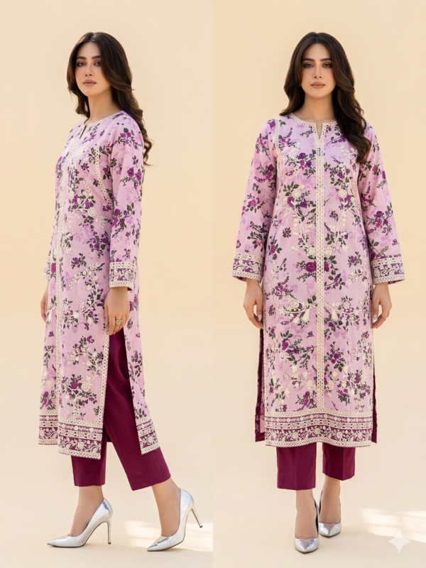 Styloo Printed 2-Piece Lawn Suit - Beige