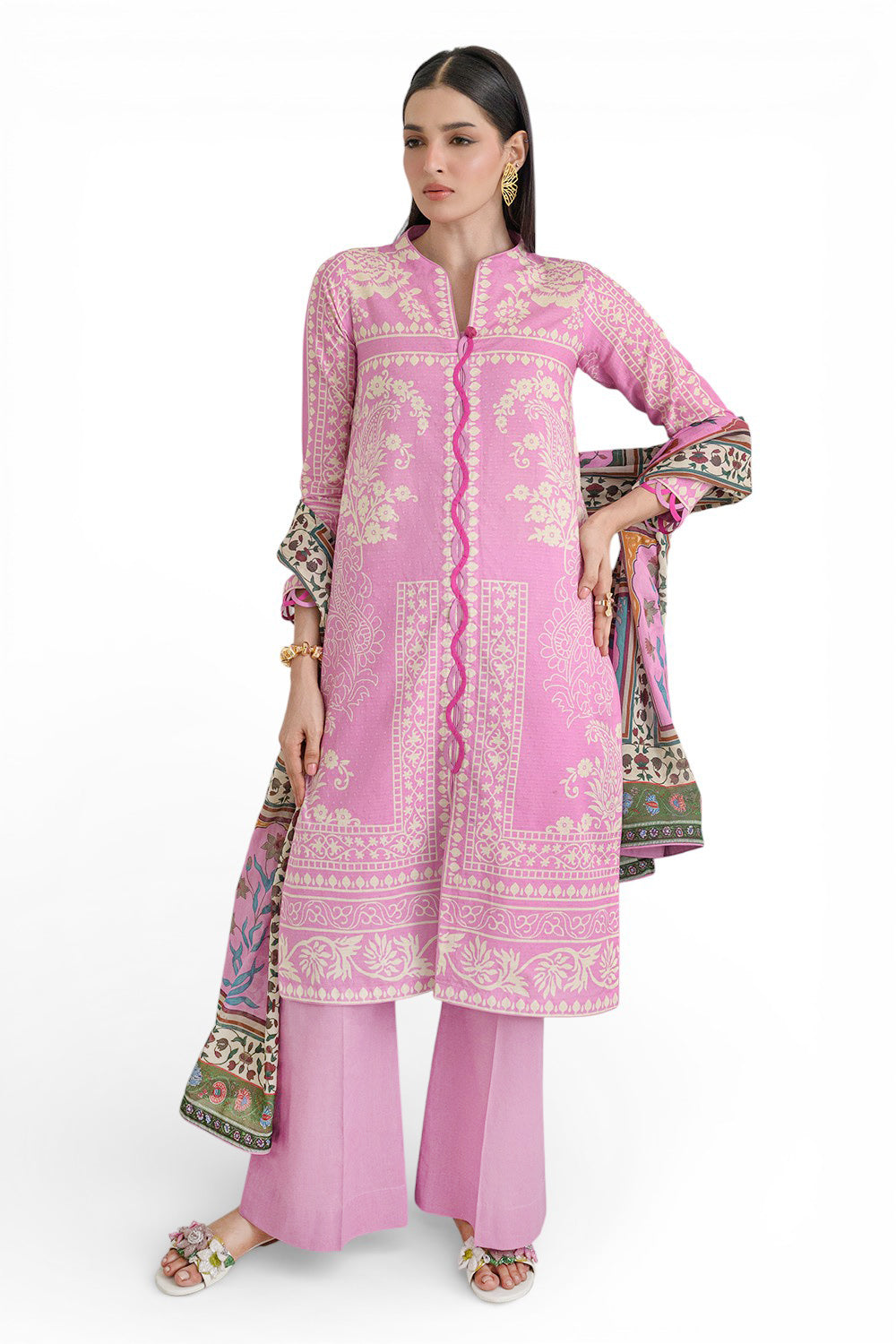 Gul Ahmed 3-Piece Printed Dobby Suit with Lawn Dupatta DB-62001